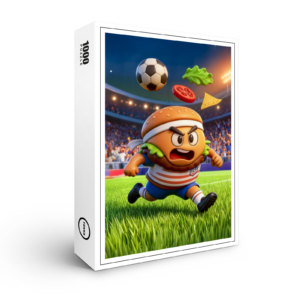 raxxa Premium-Puzzle: American burger soccer player charging across stadium