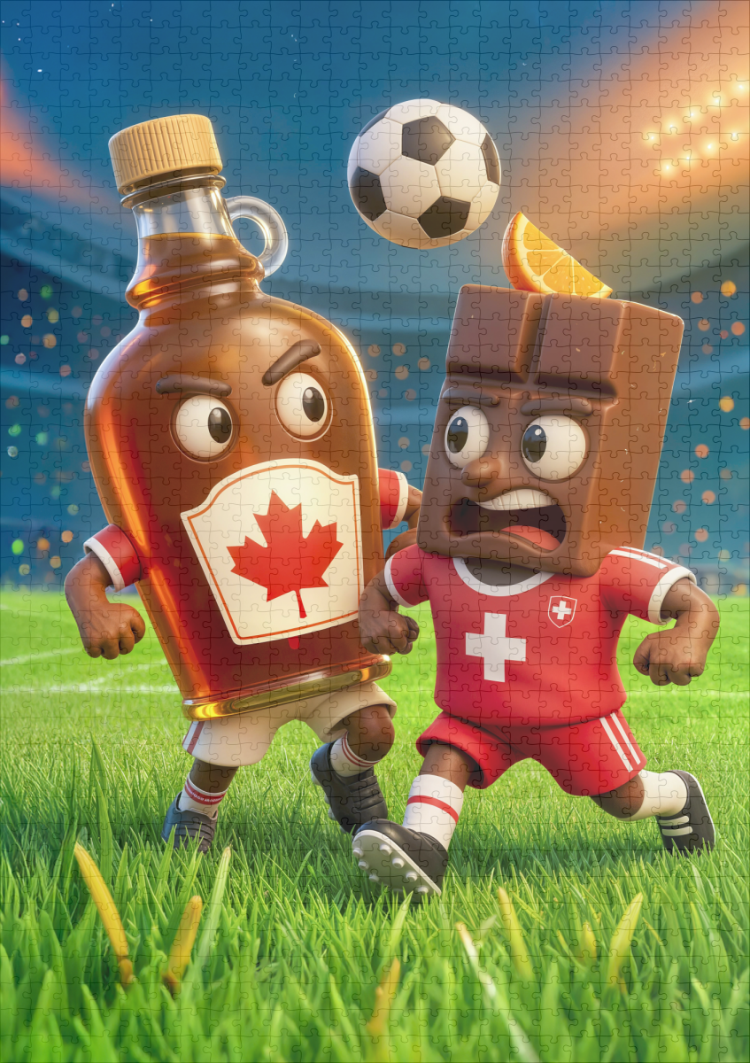 raxxa Premium-Puzzle: Canadian maple syrup versus Swiss chocolate soccer duel – Bild 2