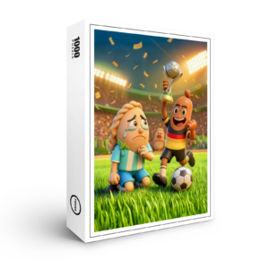 raxxa Premium-Puzzle: German bratwurst defeating Argentinian empanada soccer scene