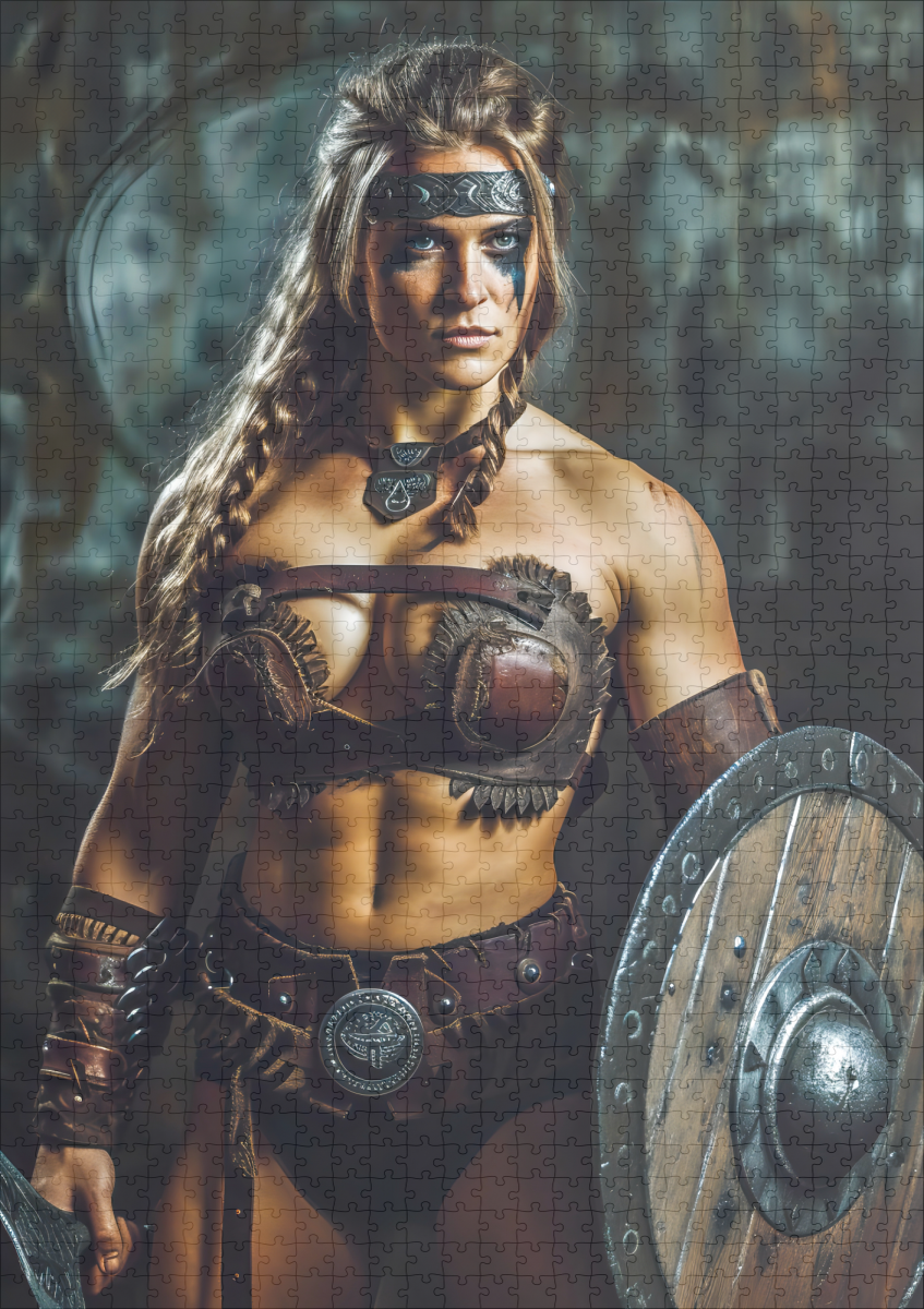 raxxa Premium-Puzzle: Fierce Valkyrie Warrior With Battle Shield - immagine 2