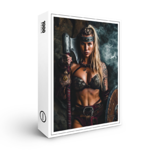 raxxa Premium-Puzzle: Fierce Viking Shieldmaiden With Axe And Battle Shield