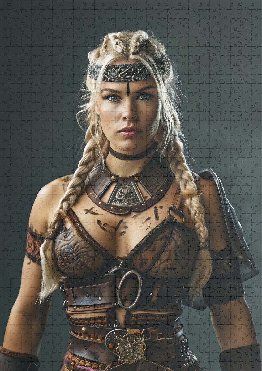 raxxa Premium-Puzzle: Fierce Viking Shieldmaiden Wearing Full Battle Armor – Image 2