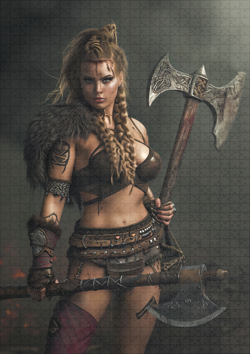 raxxa Premium-Puzzle: Battle‑Hardened Valkyrie Bearing Axe And Shield - Image 2