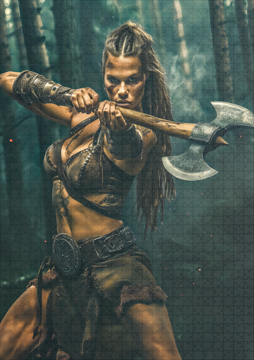 raxxa Premium-Puzzle: Relentless Viking Shieldmaiden Wielding Her Battle Axe – Bild 2