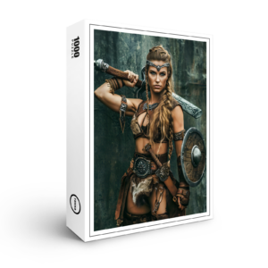 raxxa Premium-Puzzle: Nordic Warrior Woman Holding Her Sword With Determination