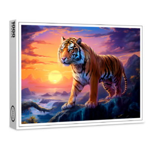 raxxa Premium-Puzzle: Majestic Tiger Chinese Zodiac Artistry. Sunset