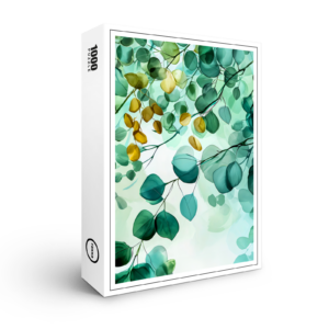 raxxa Premium-Puzzle: Green Watercolor Leaf With Cool Soft Gradients