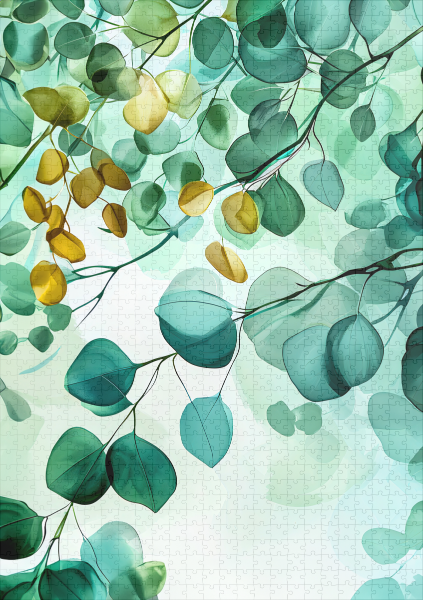 raxxa Premium-Puzzle: Green Watercolor Leaf With Cool Soft Gradients – Bild 2