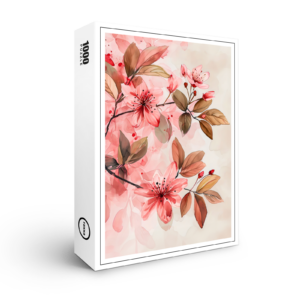 raxxa Premium-Puzzle: Pink Watercolor Blossoms With Soft Brown Leaves
