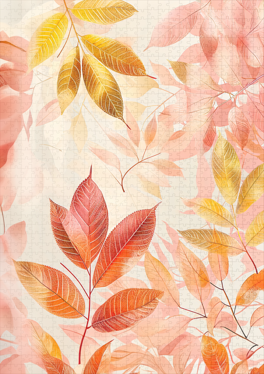 raxxa Premium-Puzzle: Watercolor Leaf In Warm Autumn Tones - Imagen 2