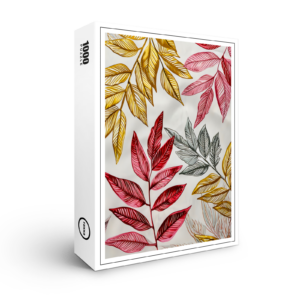 raxxa Premium-Puzzle: Dark Red Fern Leaves With Gold Accents