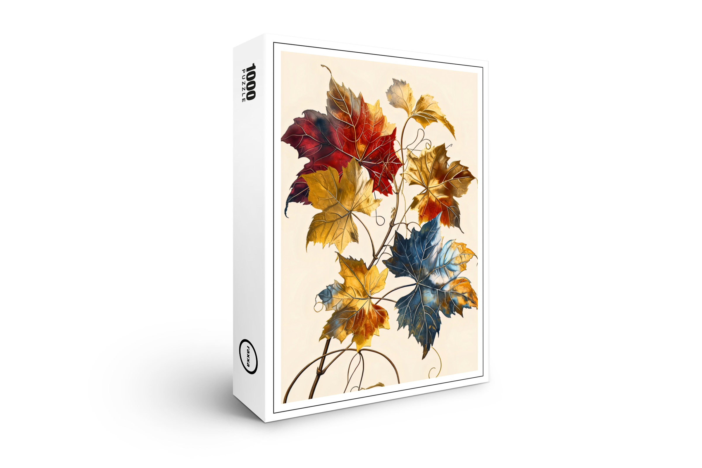 raxxa Premium-Puzzle: Pastel-Colored Watercolor Illustration of Vibrant wine Leaves