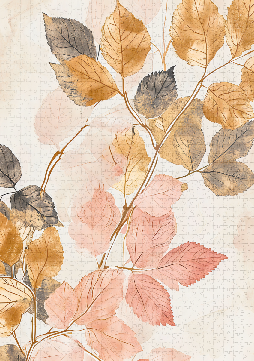 raxxa Premium-Puzzle: Pastel-Colored Watercolor Illustration of Vibrant Leaves – Bild 2