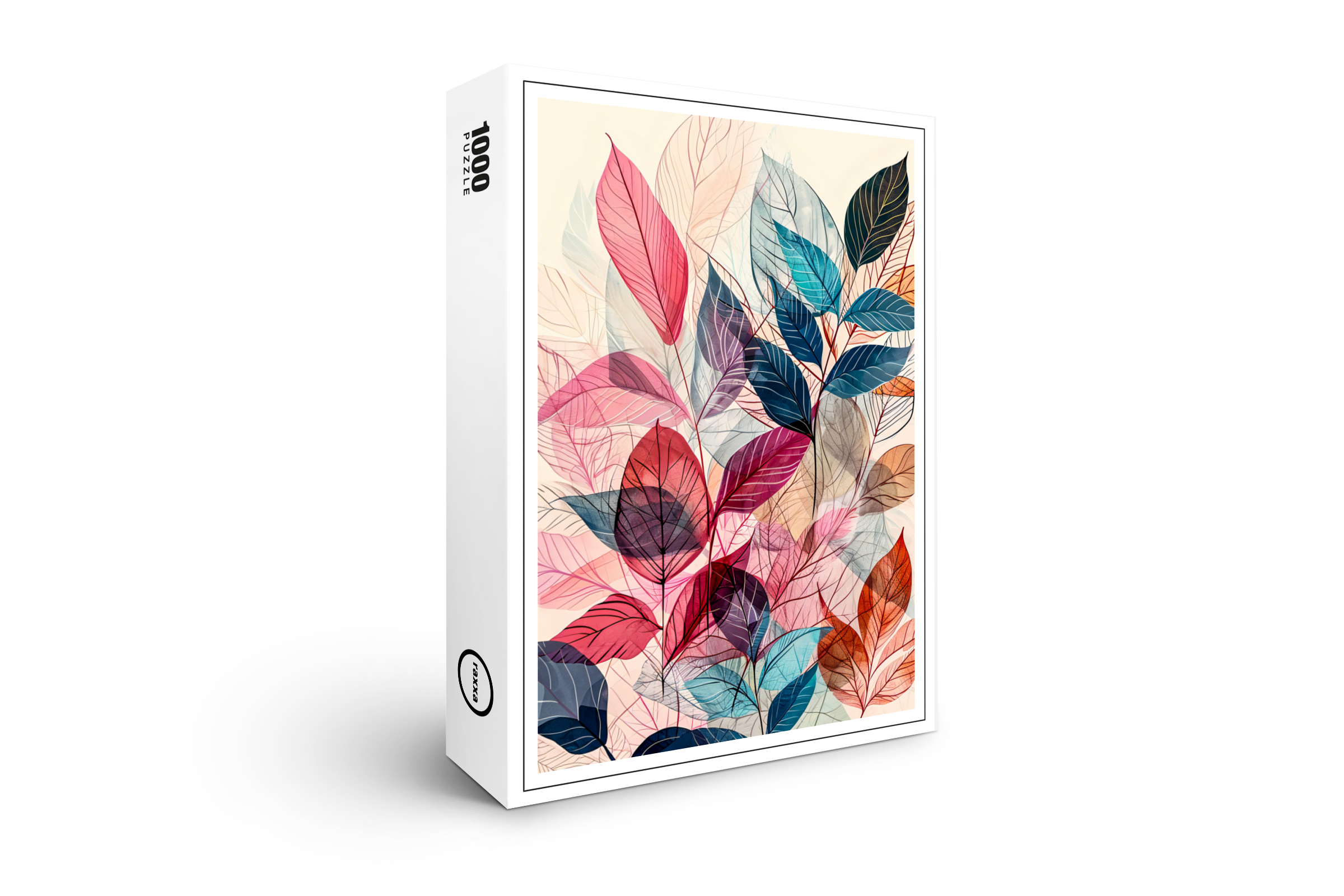 raxxa Premium-Puzzle: Pastel-Colored Watercolor Illustration of Vibrant Leaves