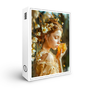 raxxa Premium-Puzzle: Queen Bee Woman Posing with Honeybees and Honey