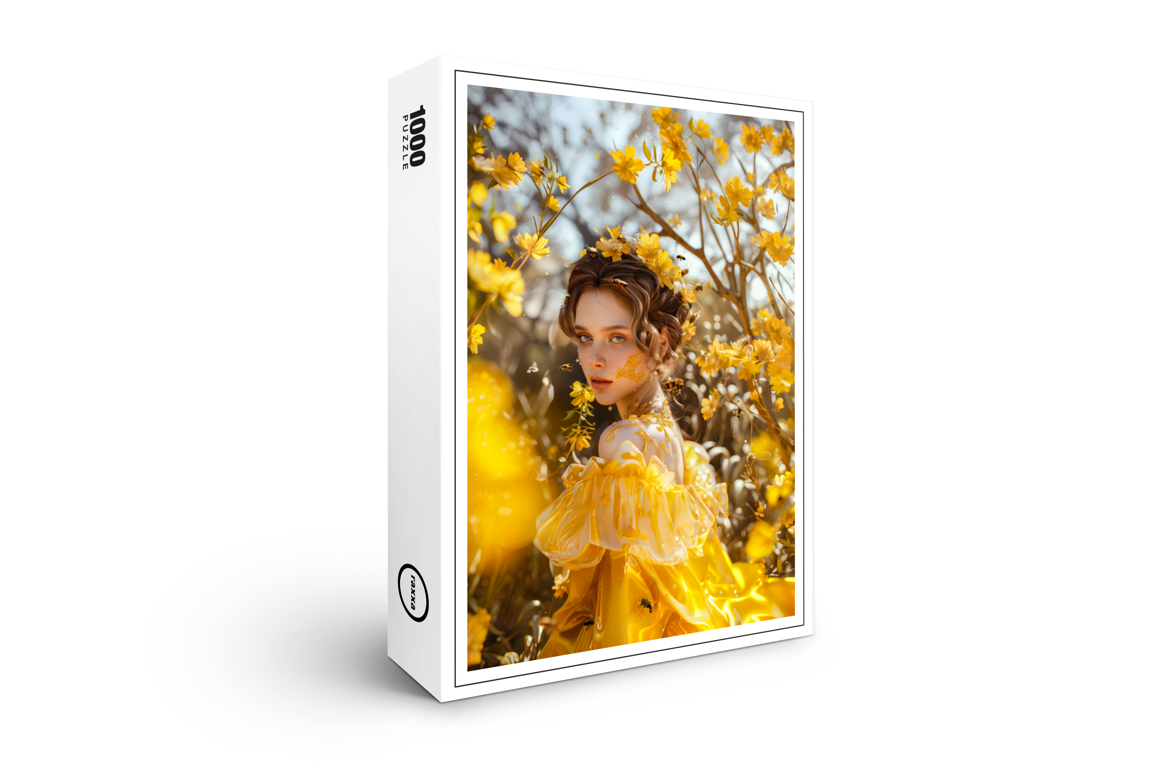 raxxa Premium-Puzzle: Queen Bee Woman Posing with Honeybees and Honey