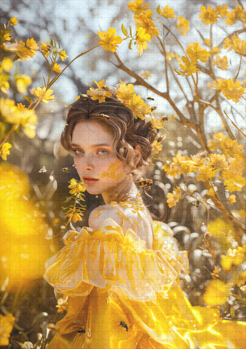 raxxa Premium-Puzzle: Queen Bee Woman Posing with Honeybees and Honey – Image 2