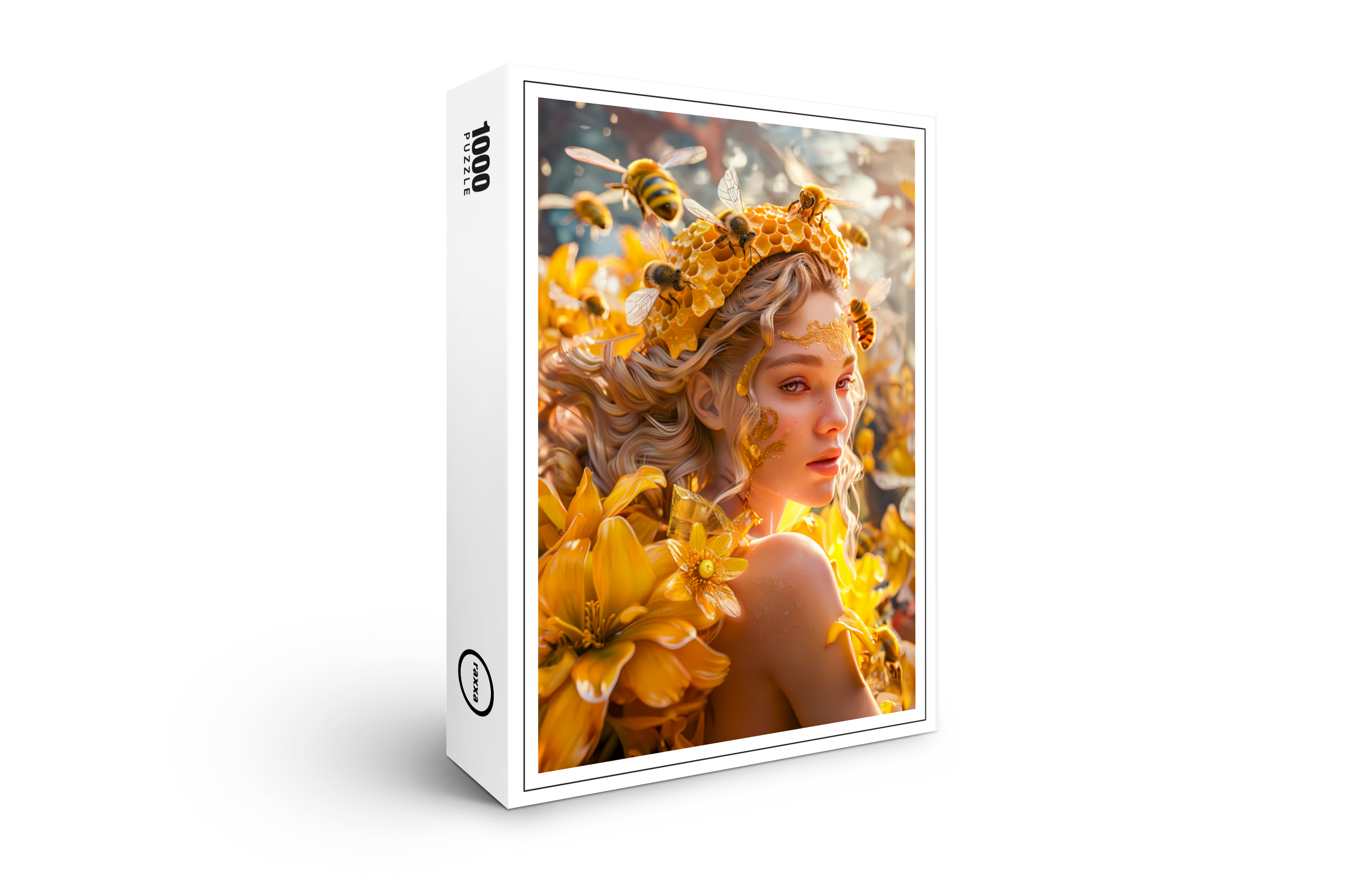 raxxa Premium-Puzzle: Queen Bee Woman Posing with Honeybees and Honey