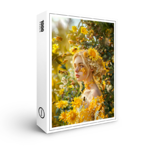 raxxa Premium-Puzzle: Queen Bee Woman Posing with Honeybees and Honey