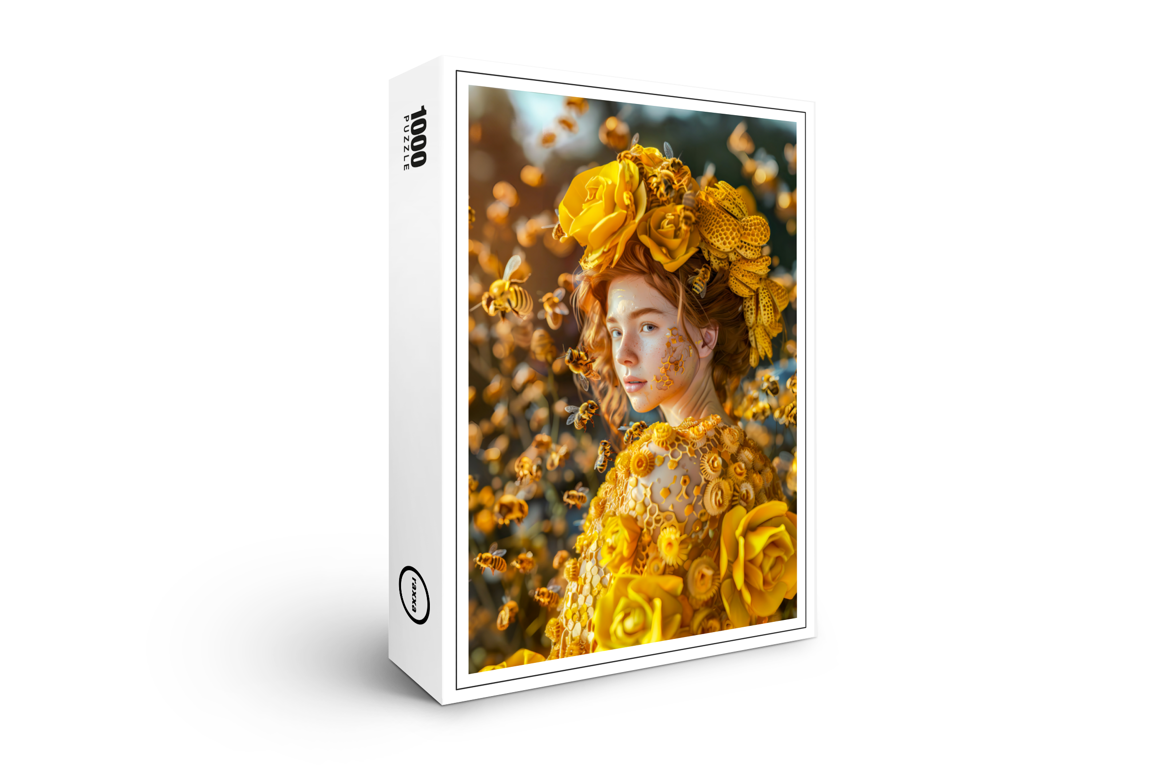 raxxa Premium-Puzzle: Queen Bee Woman Posing with Honeybees and Honey