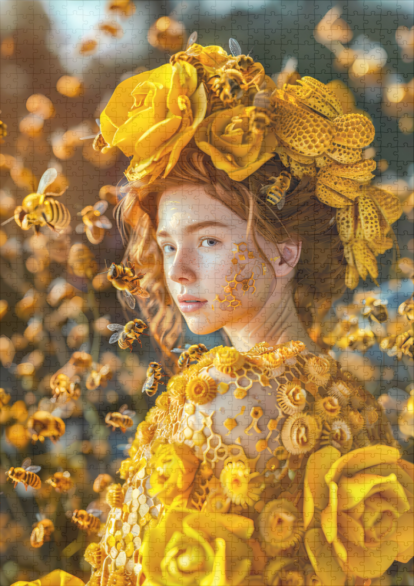raxxa Premium-Puzzle: Queen Bee Woman Posing with Honeybees and Honey – Bild 2