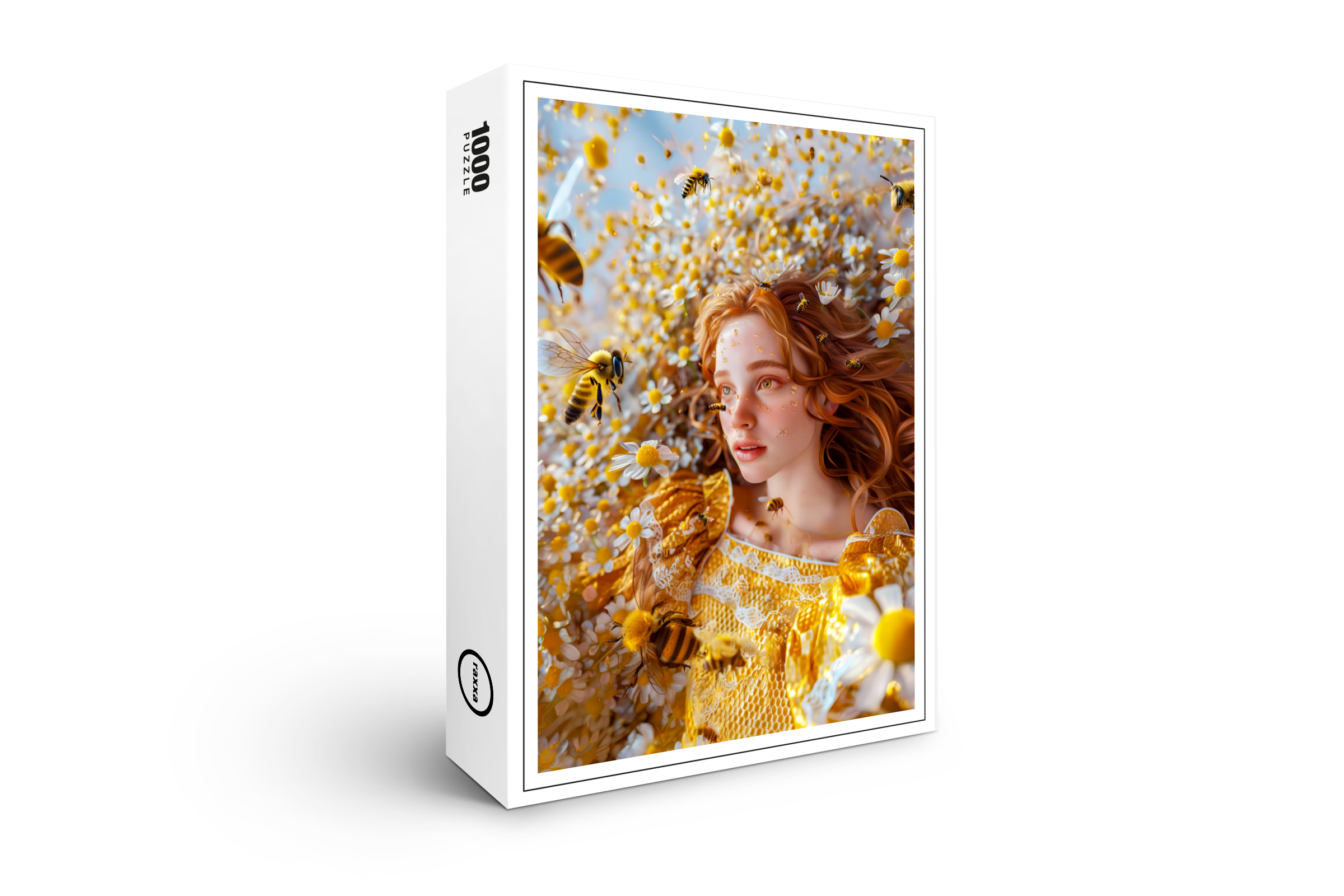 raxxa Premium-Puzzle: Queen Bee Woman Posing with Honeybees and Honey