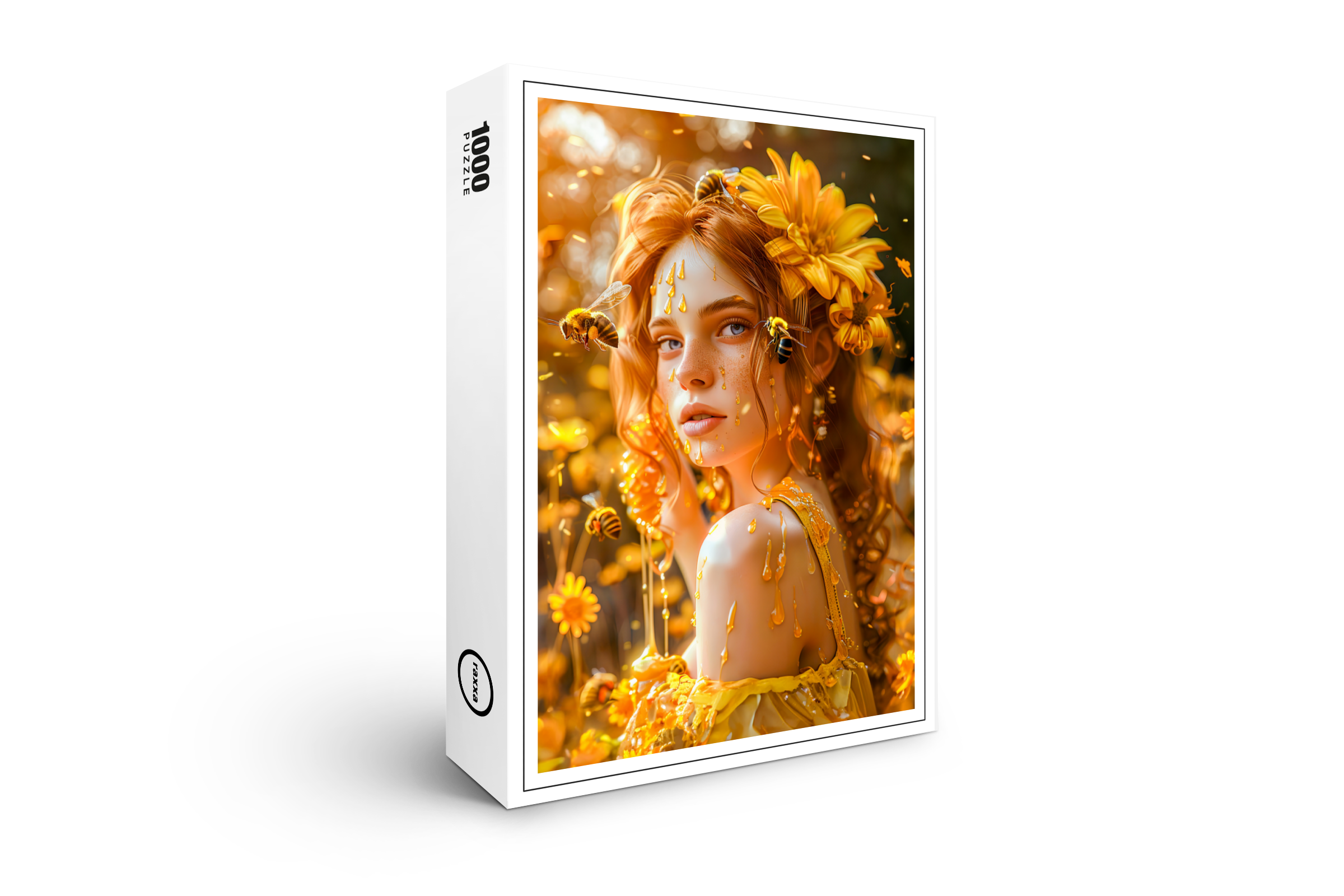 raxxa Premium-Puzzle: Queen Bee Woman Posing with Honeybees and Honey