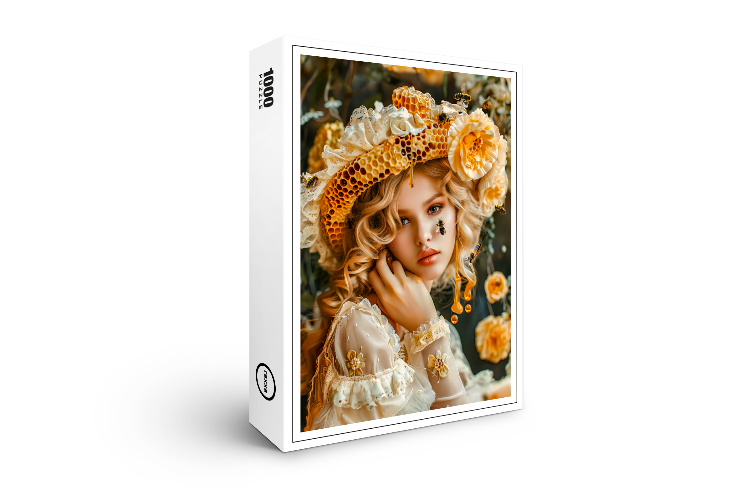 raxxa Premium-Puzzle: Queen Bee Woman Posing with Honeybees and Honey