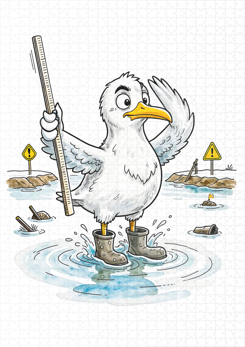 raxxa Premium-Puzzle: Comic Bird Flood Gauge Duty – Bild 2