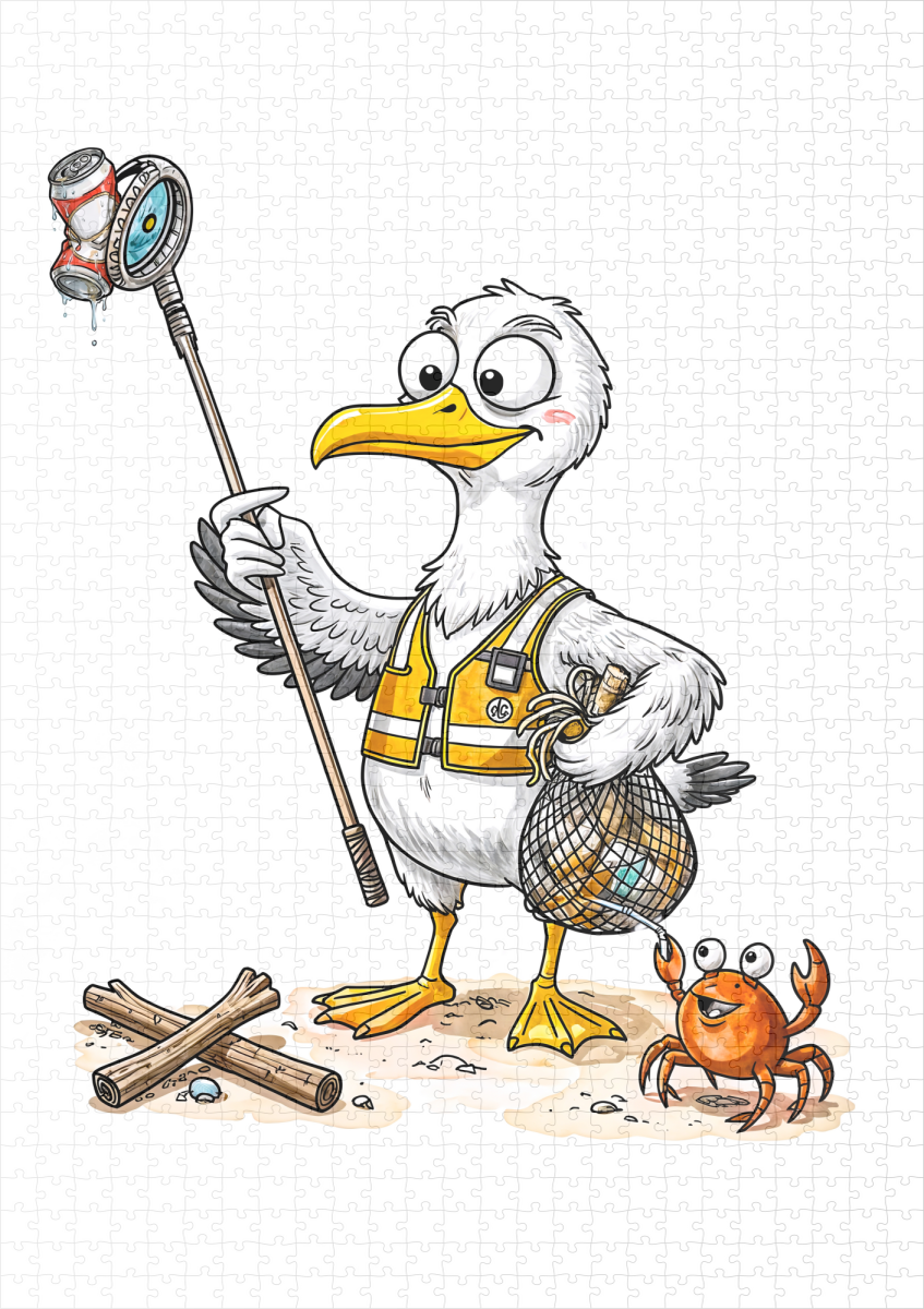 raxxa Premium-Puzzle: Comic Bird Beach Cleanup Crew - Image 2