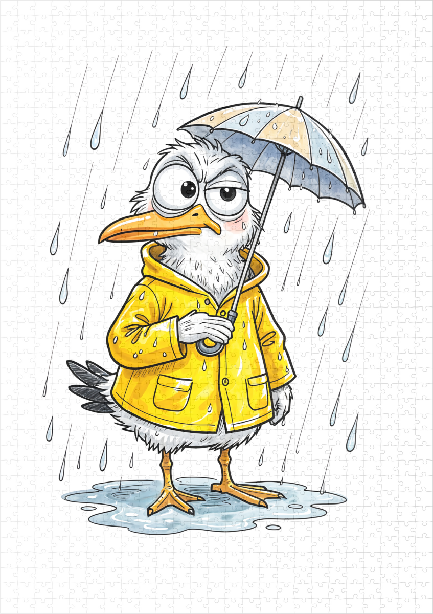 raxxa Premium-Puzzle: Comic Bird Rainy Day Duty – Bild 2