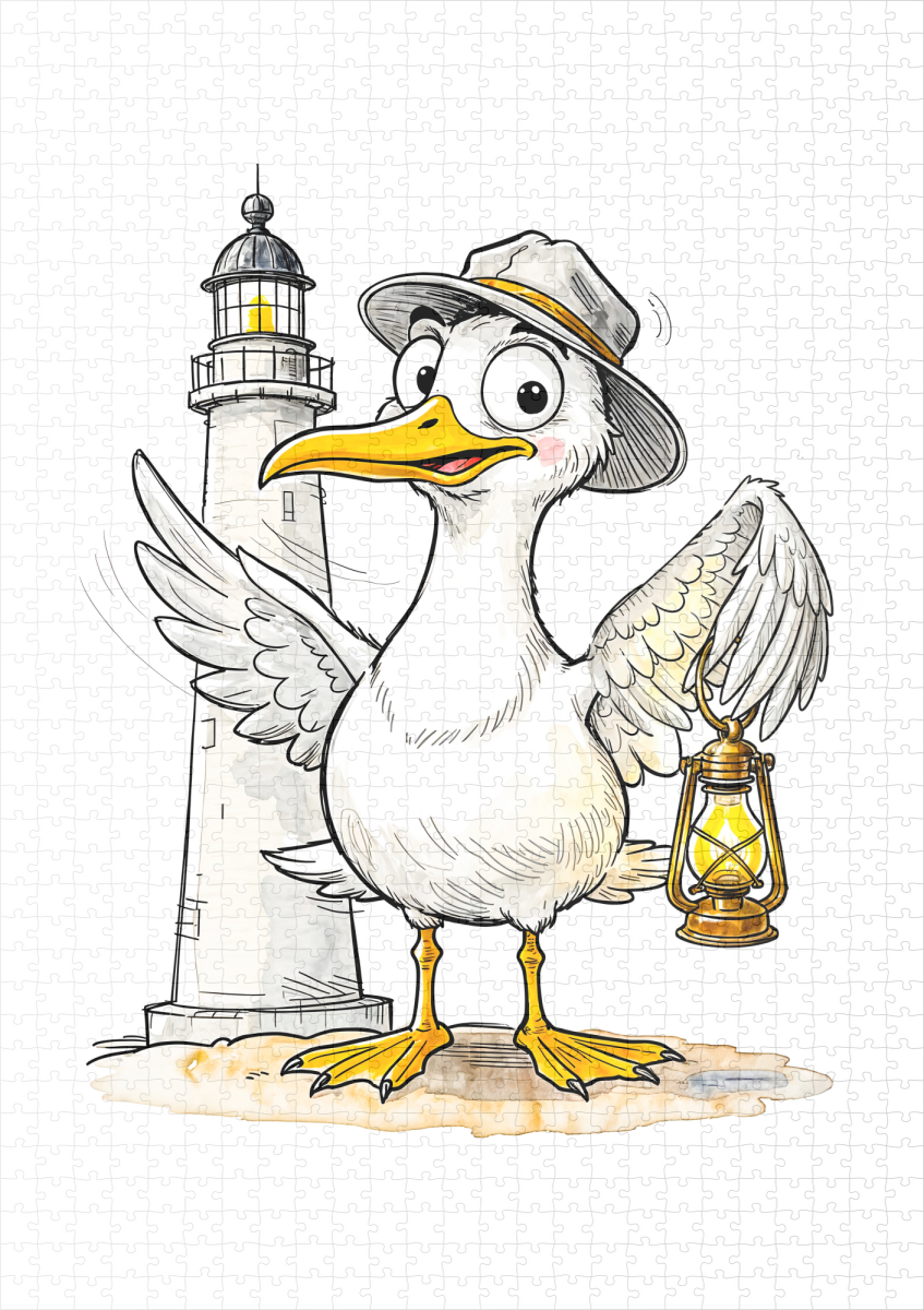 raxxa Premium-Puzzle: Seagull Comic Lighthouse Lantern – Bild 2