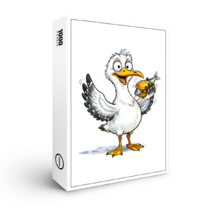raxxa Premium-Puzzle: Seagull Holding Fish Sandwich at the Coast