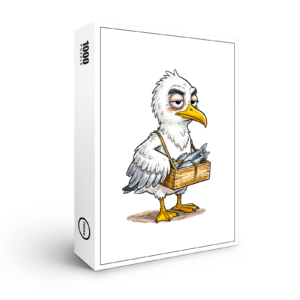 raxxa Premium-Puzzle: Seagull Carrying Fish Crate at the Coast