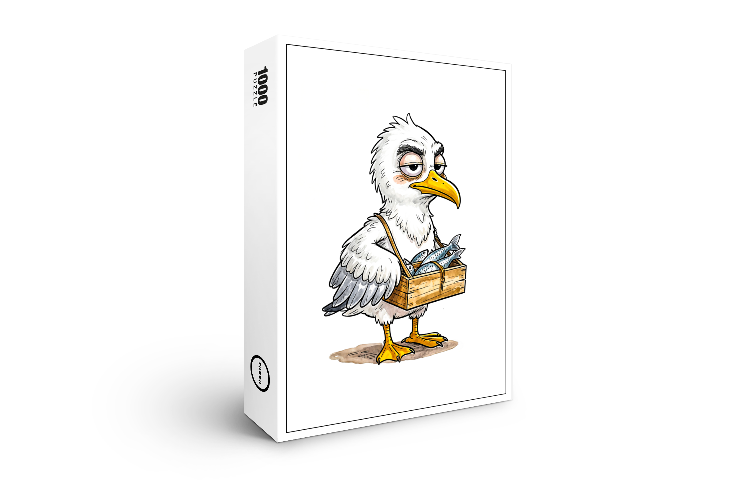 raxxa Premium-Puzzle: Seagull Carrying Fish Crate at the Coast