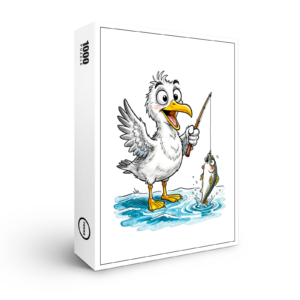 raxxa Premium-Puzzle: Seagull Fishing with Rod in Shallow Water