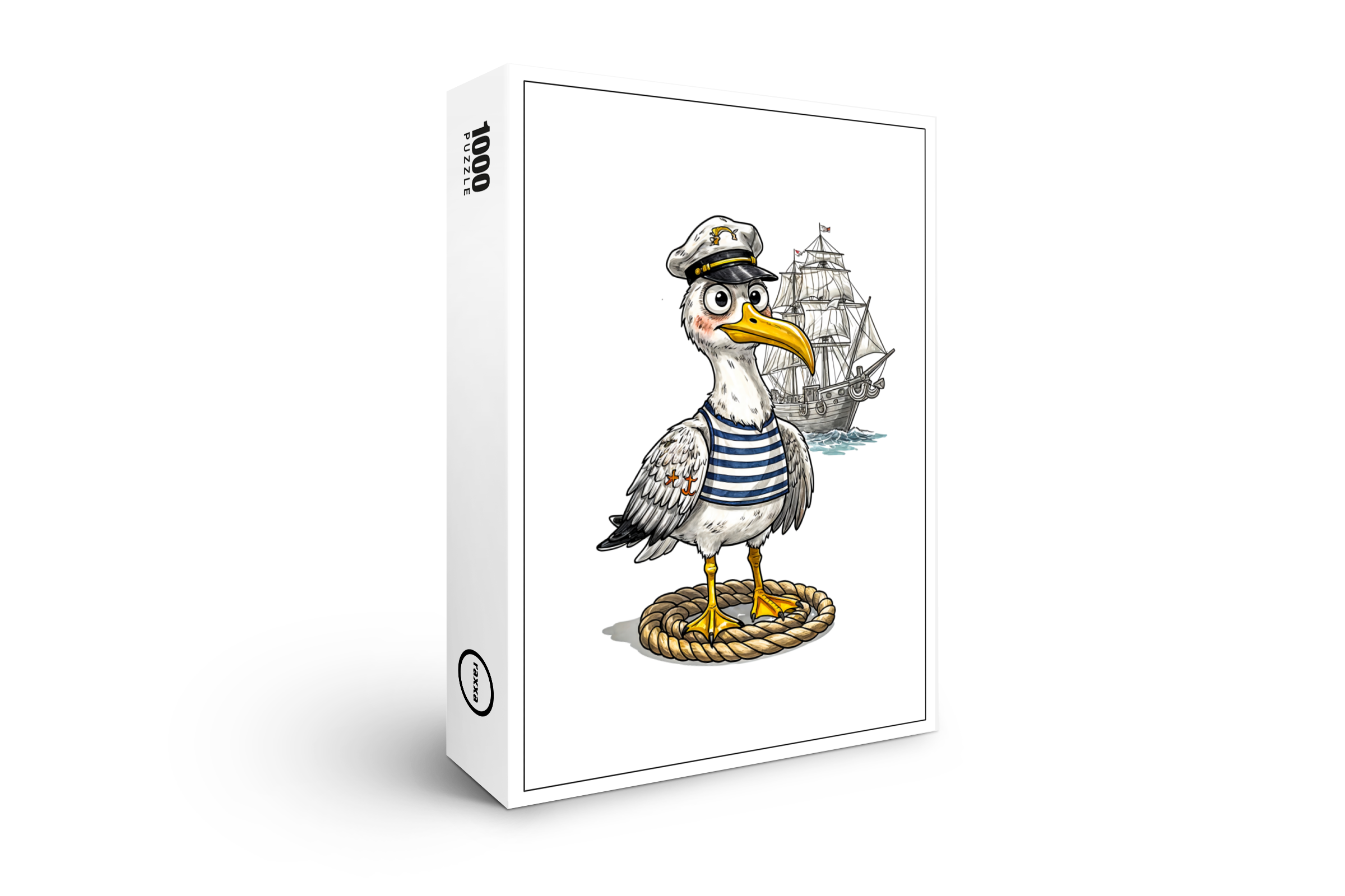raxxa Premium-Puzzle: Seagull Sailor with Rope and Ship Background