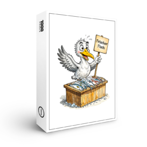 raxxa Premium-Puzzle: Seagull at Fresh Fish Stand on the Coast