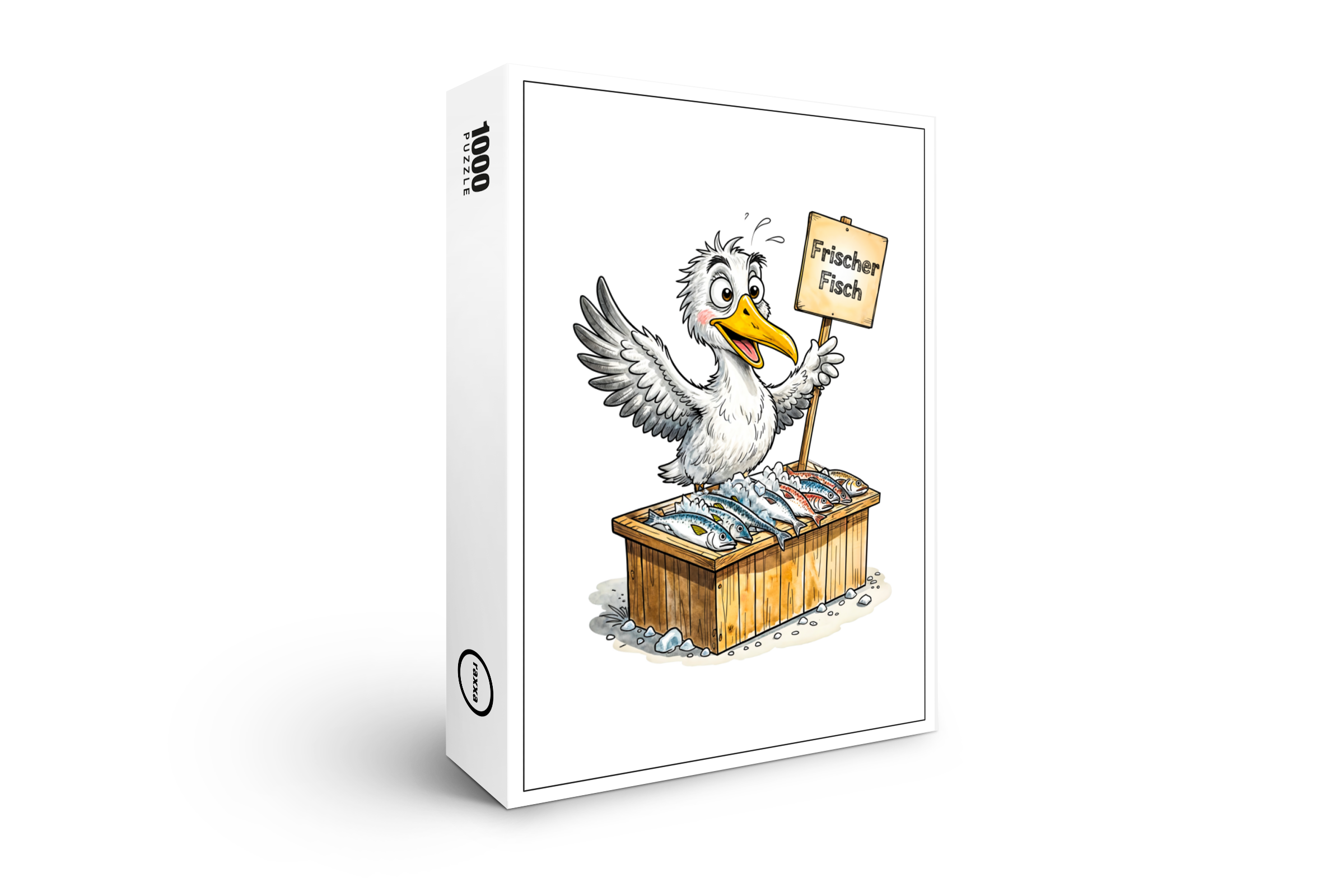 raxxa Premium-Puzzle: Seagull at Fresh Fish Stand on the Coast