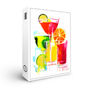 raxxa Premium-Puzzle: Ethereal Drinks Abstract Paintings of Colorful Cocktails.