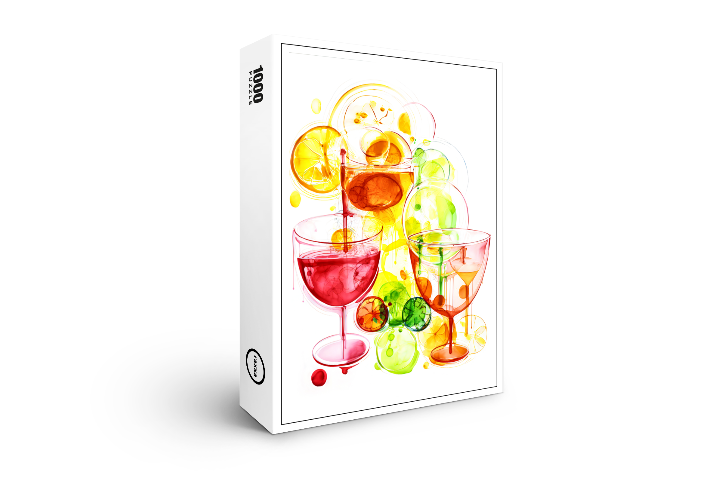 raxxa Premium-Puzzle: Abstract Strokes of Flavor Colorful Cocktails Unleashed