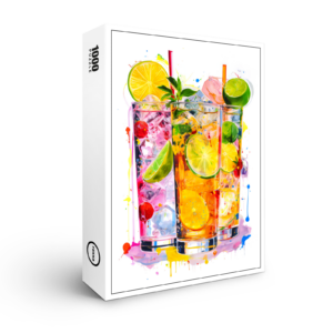raxxa Premium-Puzzle: Abstract Mixes A Symphony of Colors in Cocktail Art.