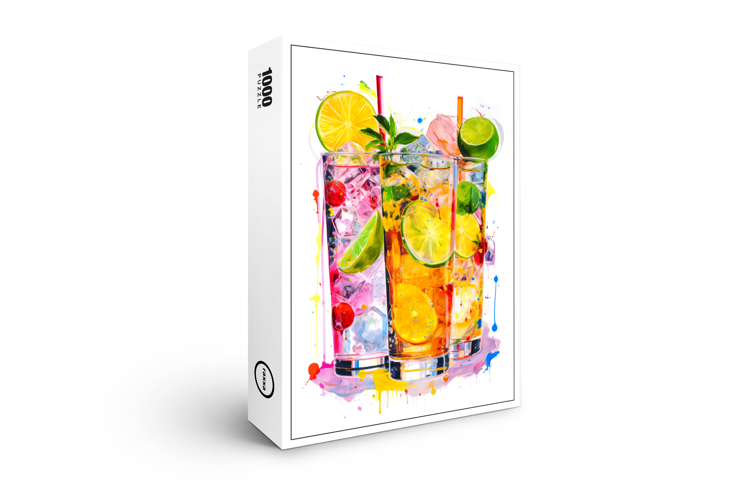 raxxa Premium-Puzzle: Abstract Mixes A Symphony of Colors in Cocktail Art.