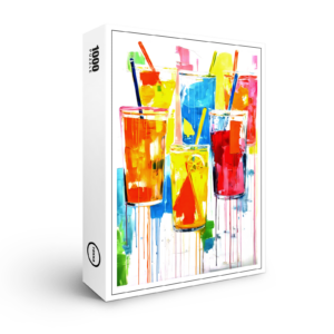 raxxa Premium-Puzzle: Chromatic Libations Abstractly Painted Vibrant Cocktails.