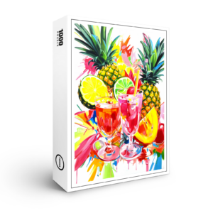 raxxa Premium-Puzzle: Colorful Abstract Mixology Vividly Painted Cocktail Creations.