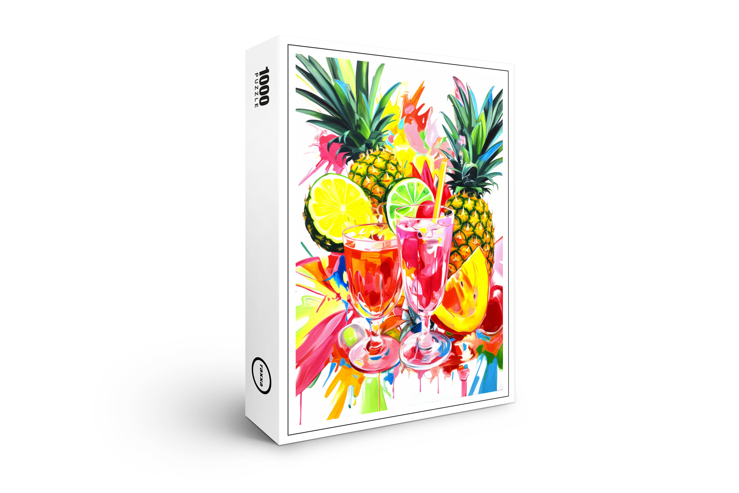raxxa Premium-Puzzle: Colorful Abstract Mixology Vividly Painted Cocktail Creations.