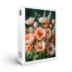 raxxa Premium-Puzzle: Peach and Orange Poppy Bouquet Still Life
