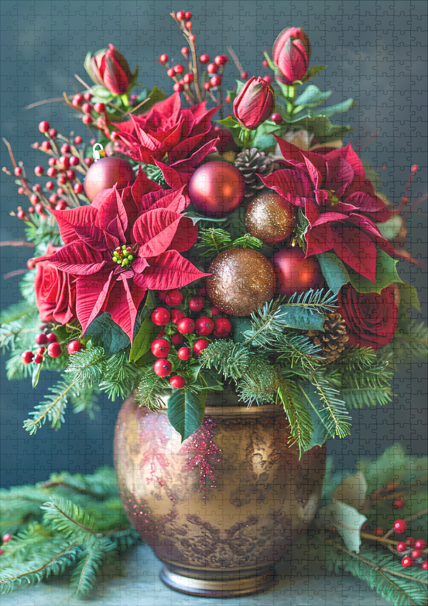 raxxa Premium-Puzzle: Festive Holiday Floral Arrangement Still Life – Bild 2