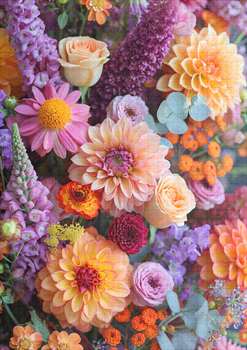 raxxa Premium-Puzzle: Vibrant Mixed Flower Bouquet Still Life - Image 2