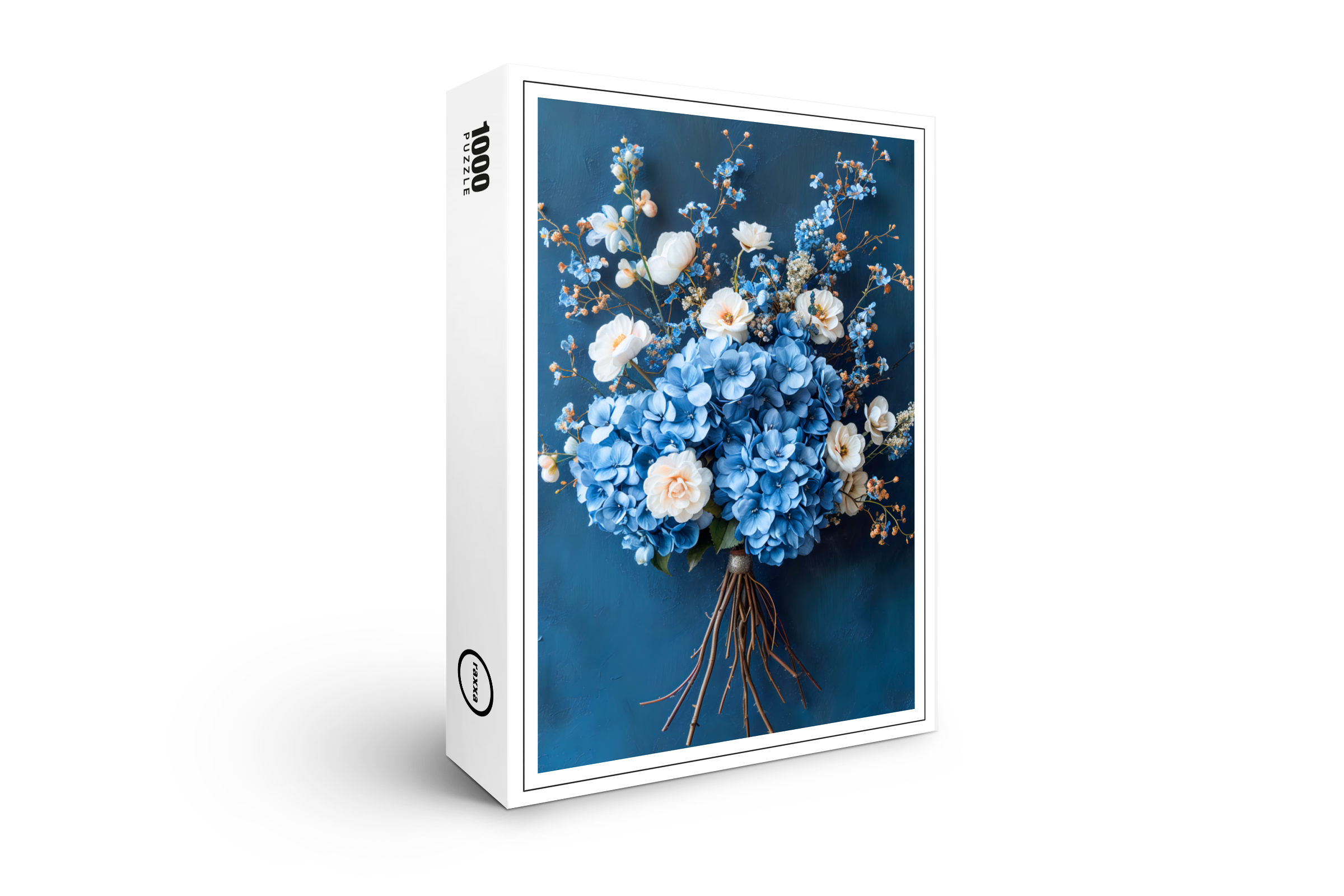 raxxa Premium-Puzzle: Blue Hydrangea and White Rose Bouquet Still Life